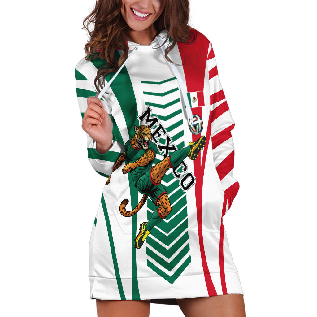 Personalized Mexico Football Hoodie Dress Mexican Flag Jaguar Mascot Soccer Ball