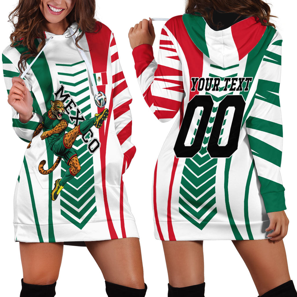 Personalized Mexico Football Hoodie Dress Mexican Flag Jaguar Mascot Soccer Ball