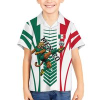 Personalized Mexico Football Kid Hawaiian Shirt Mexican Flag Jaguar Mascot Soccer Ball