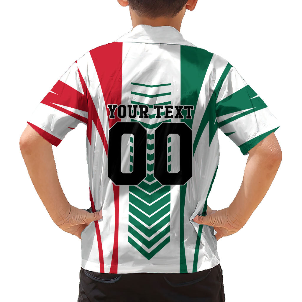Personalized Mexico Football Kid Hawaiian Shirt Mexican Flag Jaguar Mascot Soccer Ball