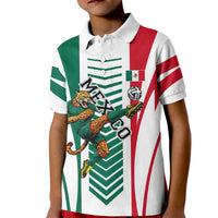 Personalized Mexico Football Kid Polo Shirt Mexican Flag Jaguar Mascot Soccer Ball