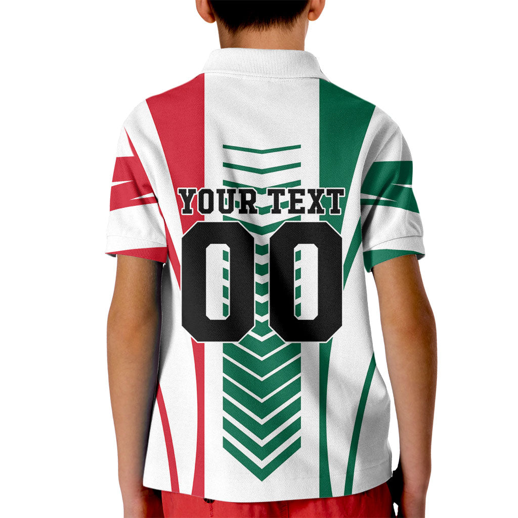 Personalized Mexico Football Kid Polo Shirt Mexican Flag Jaguar Mascot Soccer Ball