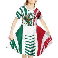 Personalized Mexico Football Kid Short Sleeve Dress Mexican Flag Jaguar Mascot Soccer Ball