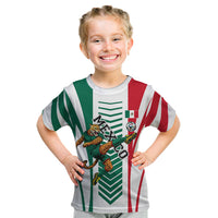Personalized Mexico Football Kid T Shirt Mexican Flag Jaguar Mascot Soccer Ball