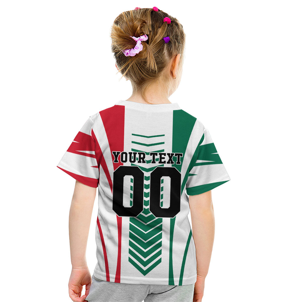 Personalized Mexico Football Kid T Shirt Mexican Flag Jaguar Mascot Soccer Ball