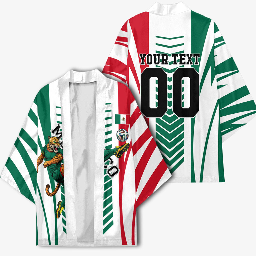 Personalized Mexico Football Kimono Mexican Flag Jaguar Mascot Soccer Ball