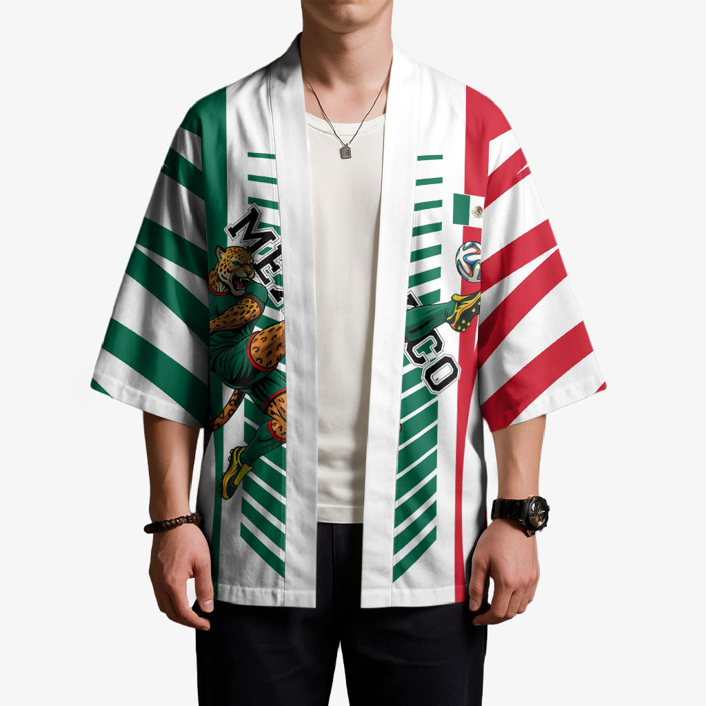 Personalized Mexico Football Kimono Mexican Flag Jaguar Mascot Soccer Ball