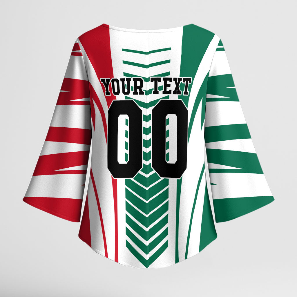 Personalized Mexico Football Kimono Sleeve Blouse Mexican Flag Jaguar Mascot Soccer Ball