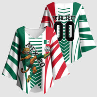 Personalized Mexico Football Kimono Sleeve Blouse Mexican Flag Jaguar Mascot Soccer Ball