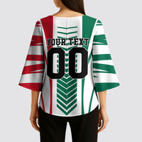 Personalized Mexico Football Kimono Sleeve Blouse Mexican Flag Jaguar Mascot Soccer Ball