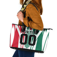 Personalized Mexico Football Leather Tote Bag Mexican Flag Jaguar Mascot Soccer Ball