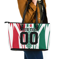 Personalized Mexico Football Leather Tote Bag Mexican Flag Jaguar Mascot Soccer Ball