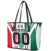Personalized Mexico Football Leather Tote Bag Mexican Flag Jaguar Mascot Soccer Ball