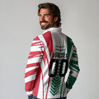 Personalized Mexico Football Long Sleeve Polo Shirt Mexican Flag Jaguar Mascot Soccer Ball