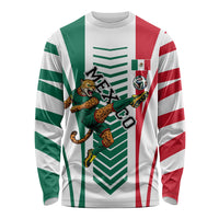 Personalized Mexico Football Long Sleeve Shirt Mexican Flag Jaguar Mascot Soccer Ball