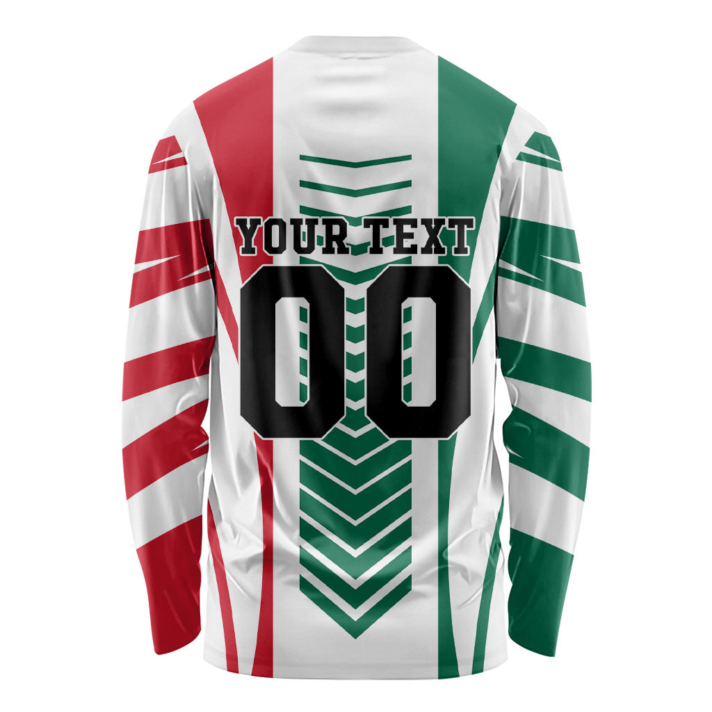Personalized Mexico Football Long Sleeve Shirt Mexican Flag Jaguar Mascot Soccer Ball