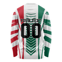 Personalized Mexico Football Long Sleeve Shirt Mexican Flag Jaguar Mascot Soccer Ball