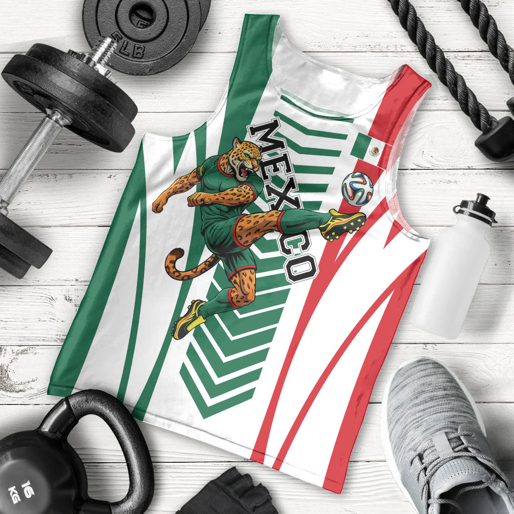 Personalized Mexico Football Men Tank Top Mexican Flag Jaguar Mascot Soccer Ball