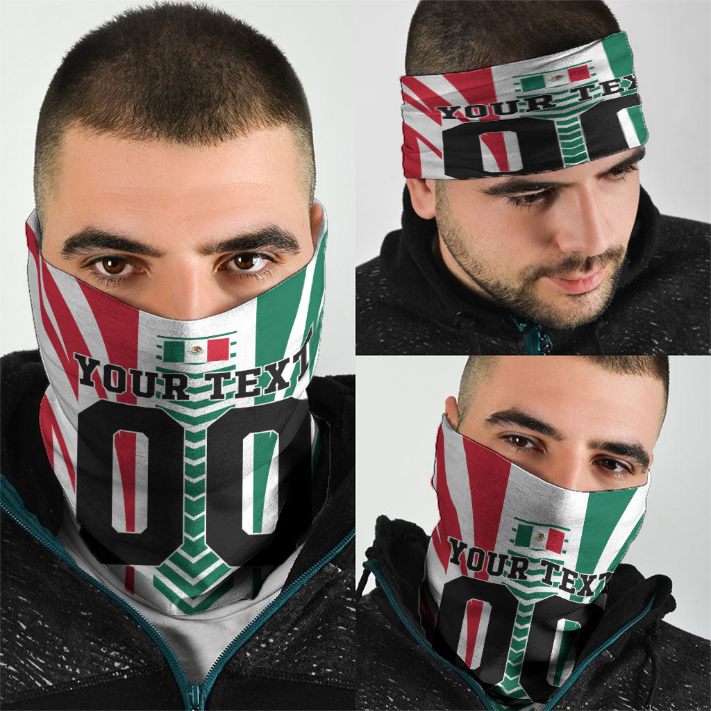 Personalized Mexico Football Neck Gaiter Mexican Flag Jaguar Mascot Soccer Ball