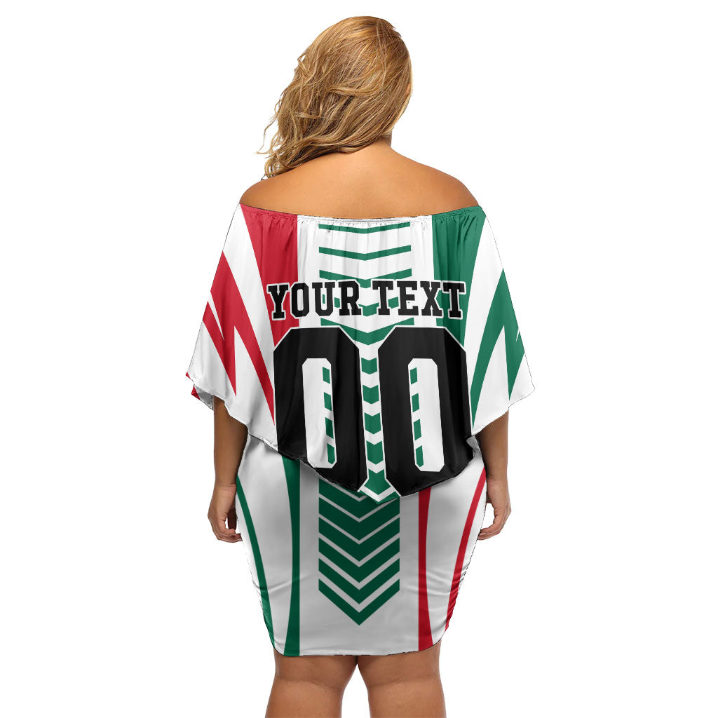 Personalized Mexico Football Off Shoulder Short Dress Mexican Flag Jaguar Mascot Soccer Ball