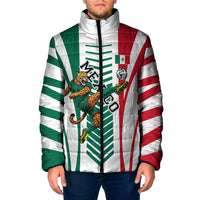 Personalized Mexico Football Padded Jacket Mexican Flag Jaguar Mascot Soccer Ball