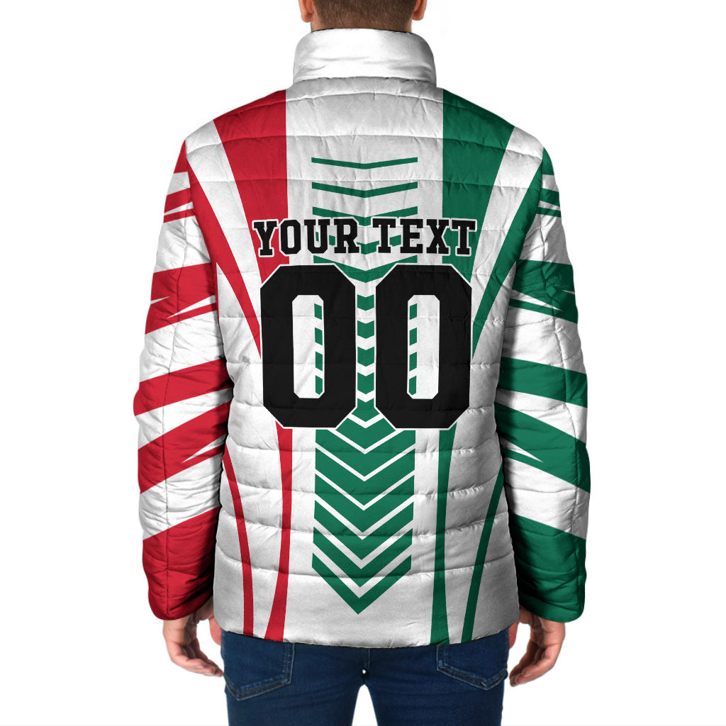 Personalized Mexico Football Padded Jacket Mexican Flag Jaguar Mascot Soccer Ball
