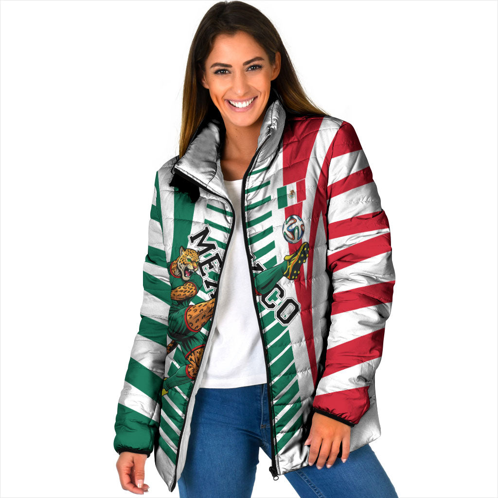 Personalized Mexico Football Padded Jacket Mexican Flag Jaguar Mascot Soccer Ball