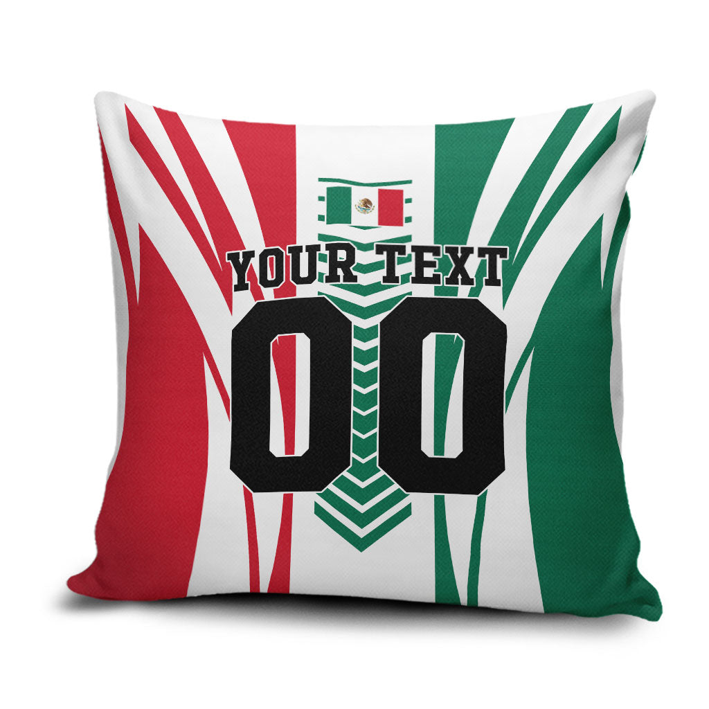 Personalized Mexico Football Pillow Cover Mexican Flag Jaguar Mascot Soccer Ball