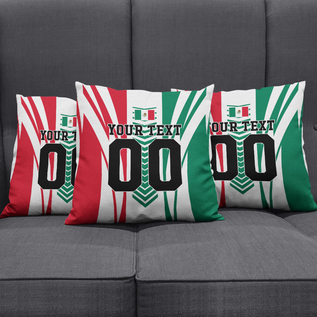 Personalized Mexico Football Pillow Cover Mexican Flag Jaguar Mascot Soccer Ball