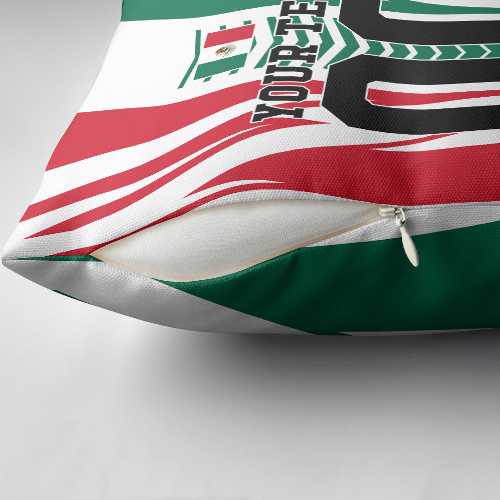 Personalized Mexico Football Pillow Cover Mexican Flag Jaguar Mascot Soccer Ball
