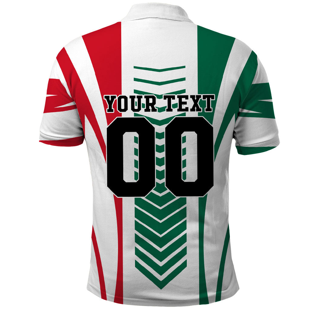 Personalized Mexico Football Polo Shirt Mexican Flag Jaguar Mascot Soccer Ball