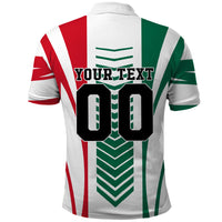 Personalized Mexico Football Polo Shirt Mexican Flag Jaguar Mascot Soccer Ball
