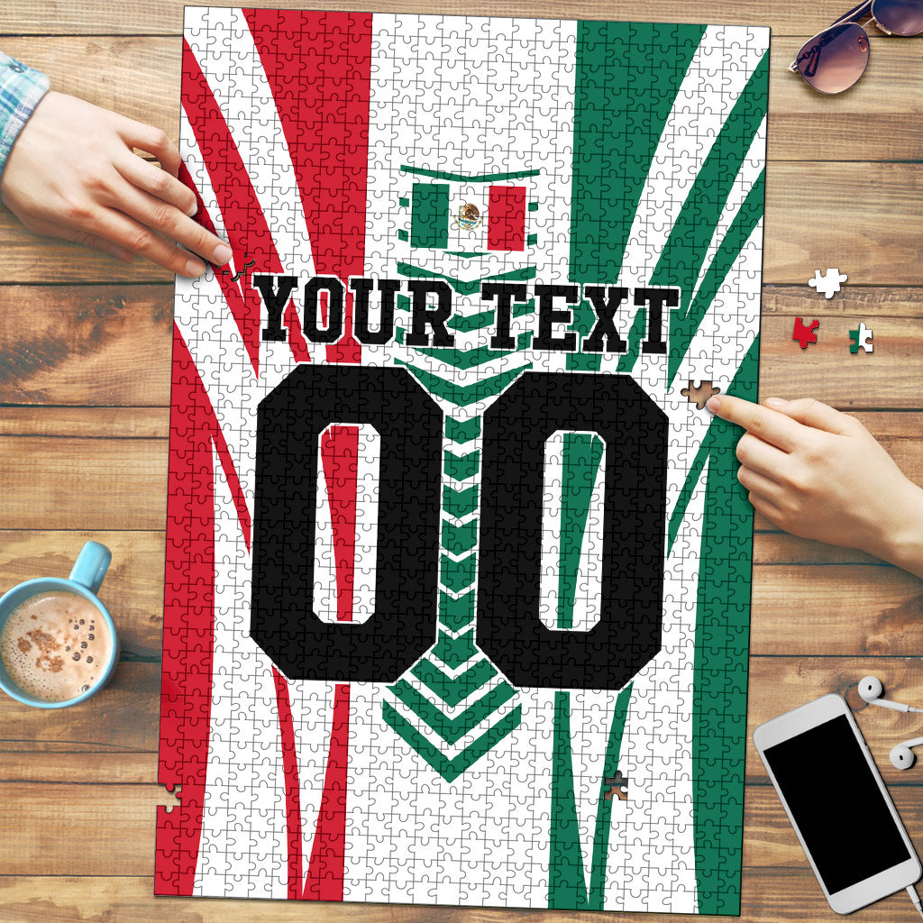 Personalized Mexico Football Puzzle Mexican Flag Jaguar Mascot Soccer Ball