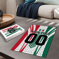 Personalized Mexico Football Puzzle Mexican Flag Jaguar Mascot Soccer Ball