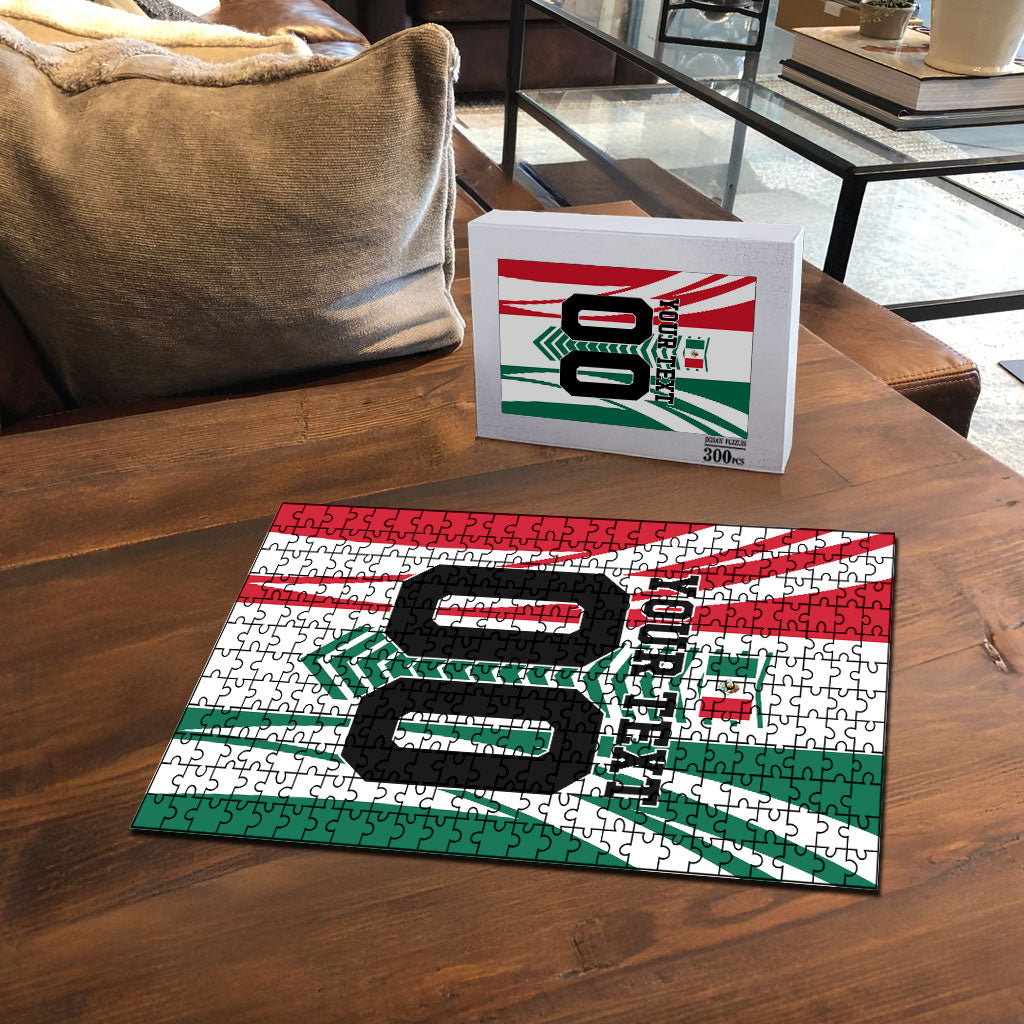 Personalized Mexico Football Puzzle Mexican Flag Jaguar Mascot Soccer Ball