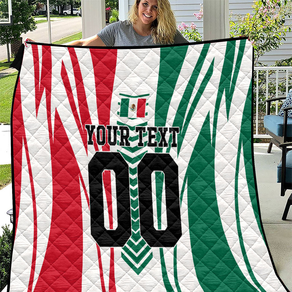 Personalized Mexico Football Quilt Mexican Flag Jaguar Mascot Soccer Ball