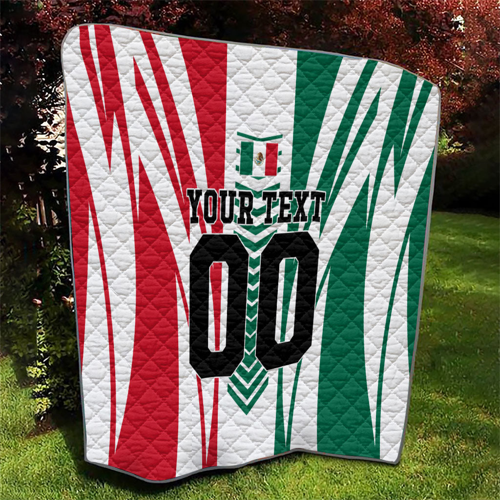 Personalized Mexico Football Quilt Mexican Flag Jaguar Mascot Soccer Ball