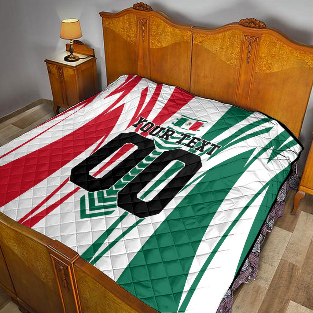 Personalized Mexico Football Quilt Mexican Flag Jaguar Mascot Soccer Ball