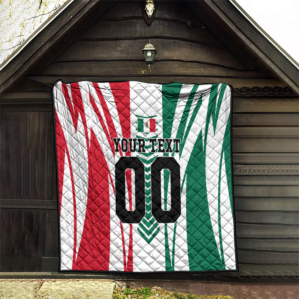 Personalized Mexico Football Quilt Mexican Flag Jaguar Mascot Soccer Ball