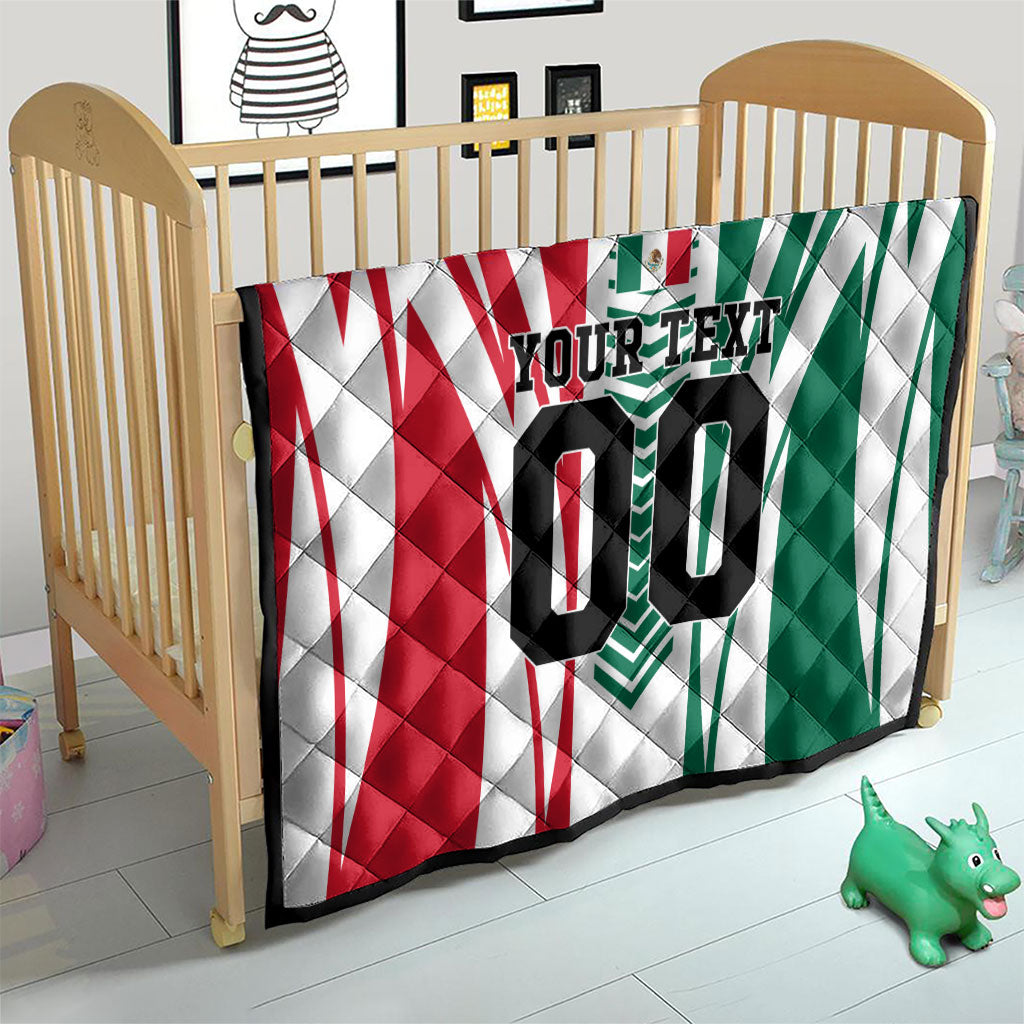 Personalized Mexico Football Quilt Mexican Flag Jaguar Mascot Soccer Ball