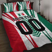 Personalized Mexico Football Quilt Bed Set Mexican Flag Jaguar Mascot Soccer Ball