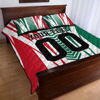 Personalized Mexico Football Quilt Bed Set Mexican Flag Jaguar Mascot Soccer Ball