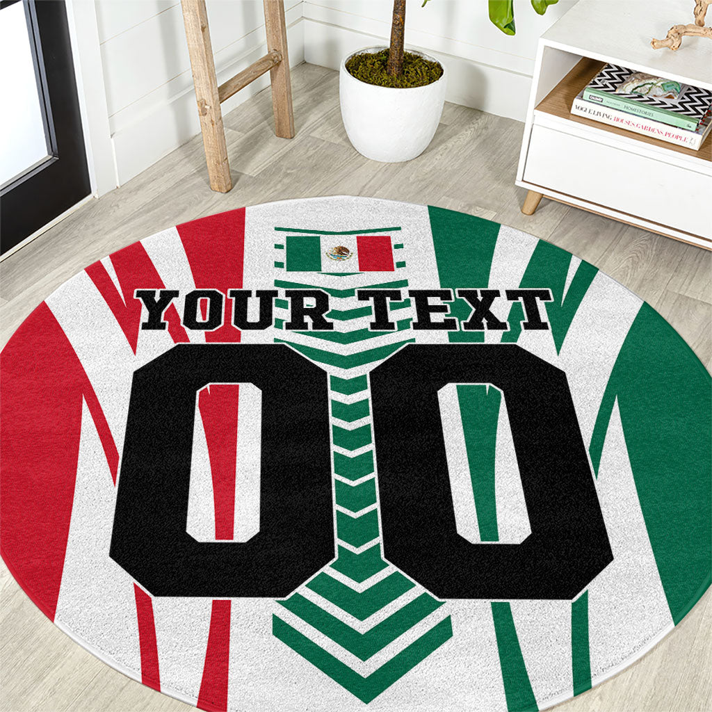 Personalized Mexico Football Round Carpet Mexican Flag Jaguar Mascot Soccer Ball