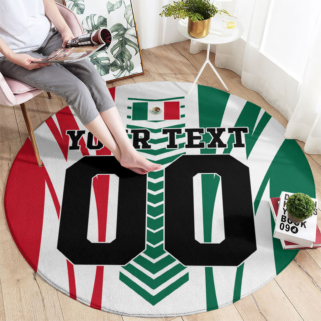 Personalized Mexico Football Round Carpet Mexican Flag Jaguar Mascot Soccer Ball