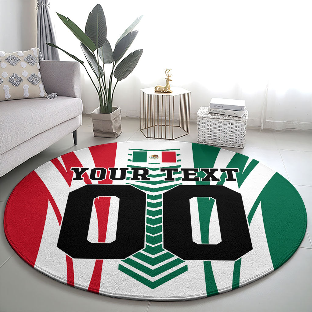 Personalized Mexico Football Round Carpet Mexican Flag Jaguar Mascot Soccer Ball