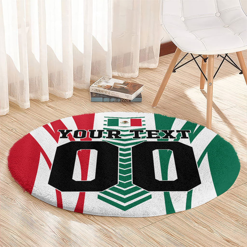 Personalized Mexico Football Round Carpet Mexican Flag Jaguar Mascot Soccer Ball