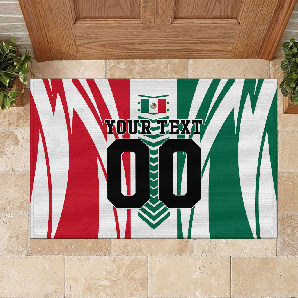 Personalized Mexico Football Rubber Doormat Mexican Flag Jaguar Mascot Soccer Ball