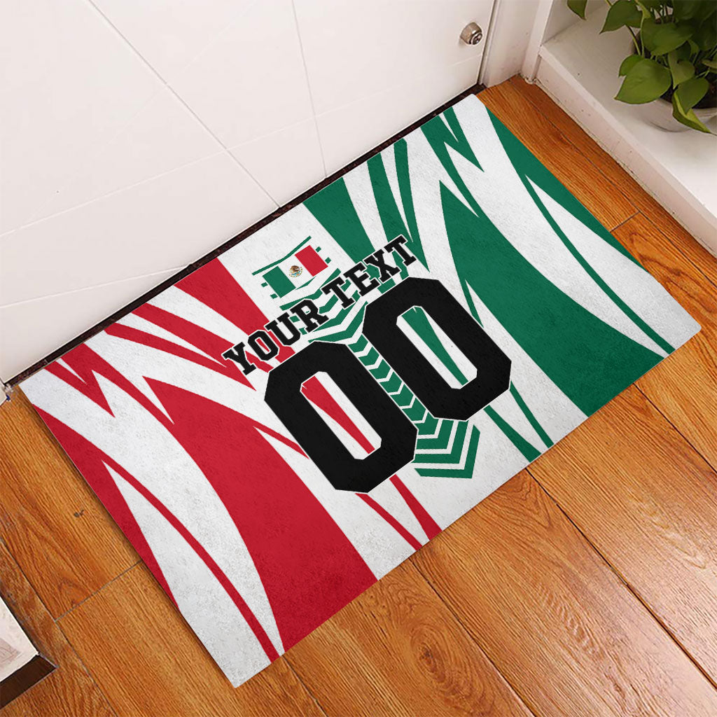 Personalized Mexico Football Rubber Doormat Mexican Flag Jaguar Mascot Soccer Ball