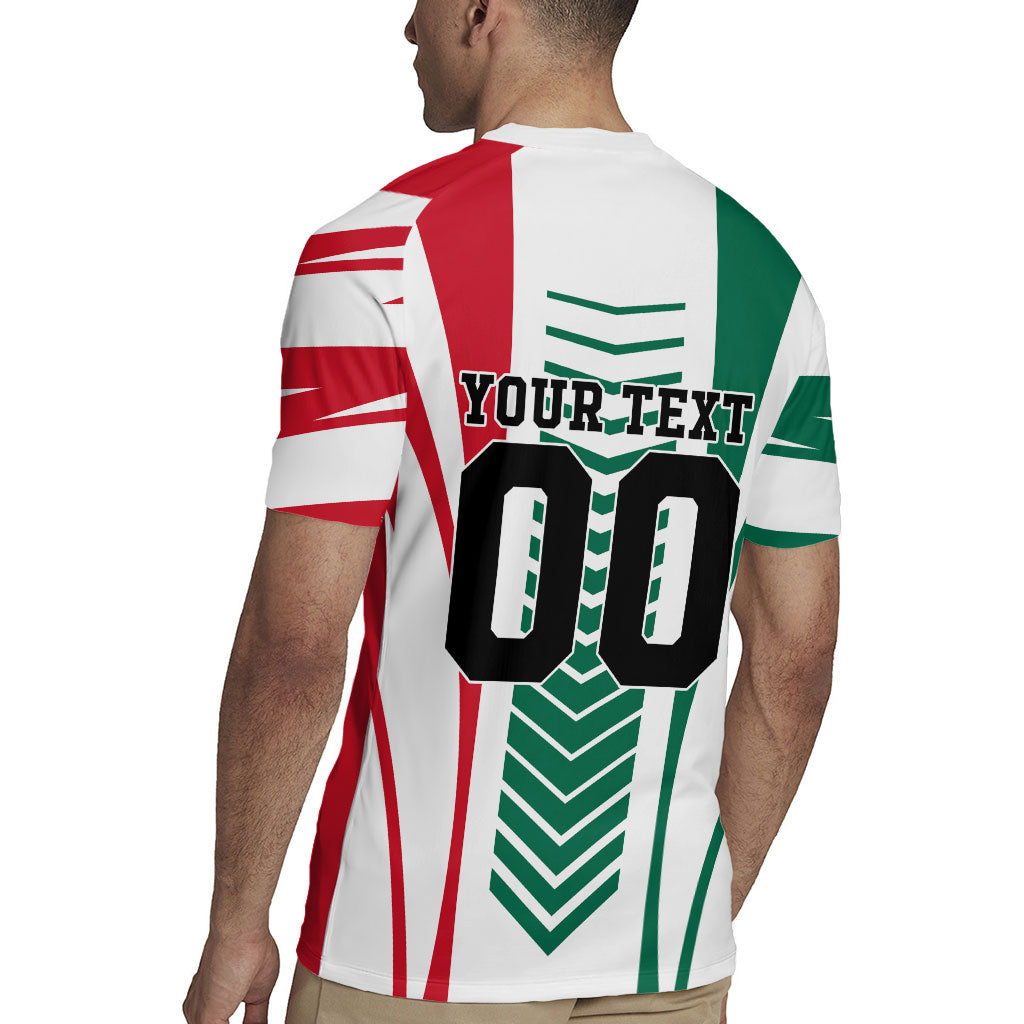 Personalized Mexico Football Rugby Jersey Mexican Flag Jaguar Mascot Soccer Ball