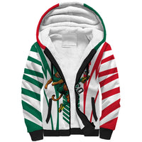 Personalized Mexico Football Sherpa Hoodie Mexican Flag Jaguar Mascot Soccer Ball